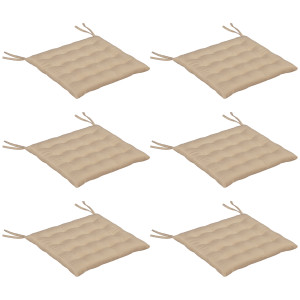 Outsunny Set 6 cuscini per sedie da esterno trapuntati con nastri, 40x40 cm, Kaki   Aosom Italy