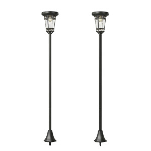 Outsunny Lanterna Solare Set da 2 Lampada da Terra 180 cm Regolabile in Altezza con 2 Modalità di Luminosità Sensore di Luce Interruttore, IP44