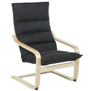 Homcom Poltrona salotto in velluto con schienale alto e gambe in legno, 67x83x105 cm, Nero   Aosom Italy