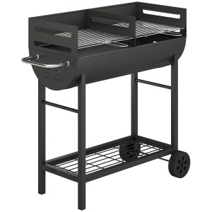 Outsunny Barbecue carbone con griglia regolabile e ripiano, 103x46,5x100 cm   Aosom Italy