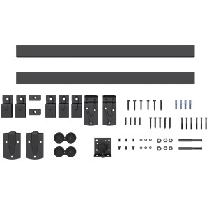 Homcom Set ferramenta per porte scorrevoli ad alta portata 183 cm Nero per porte singole   Aosom Italy