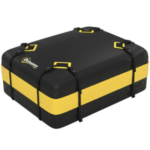 Outsunny Baule da Tetto Impermeabile 425L, per Tetti di Auto con/senza Portapacchi Box per Bagagli, con 8 Cinghie Rinforzate e Ganci per Porte, Giallo