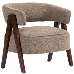 Homcom Poltrona salotto in bouclé con seduta ampia, 70x64x71 cm, Marrone   Aosom Italy