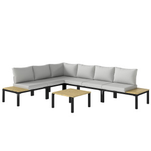 Outsunny Salotto giardino modulare 6 pezzi trasformabile in letto, Grigio   Aosom Italy