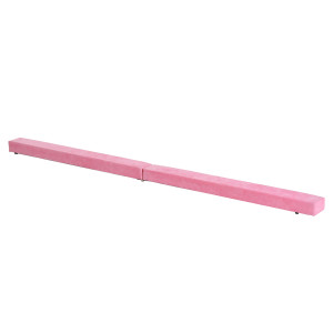 Homcom Trave da Ginnastica Allenamento Equilibrio Pieghevole in Legno Rosa, 210x10x 6.5cm
