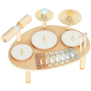 Aiyaplay Set di Strumenti Musicali per Bambini da 2+ Anni con Tamburi e Xilofono, Colore Legno   Aosom Italy