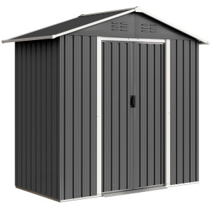 Outsunny Casetta da Giardino Capanno Porta Attrezzi Acciaio 194x107x191 cm, Grigio   Aosom Italy