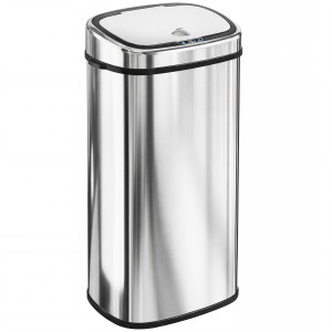 Homcom Pattumiera Cestino dei rifiuti in Acciaio Inox con Sensore a Infrarossi 68L, Rettangolare, Colore: Argento