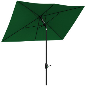 Outsunny Ombrellone da Giardino Rettangolare 2x3 m Inclinabile con Apertura a Manovella, Verde   Aosom Italy