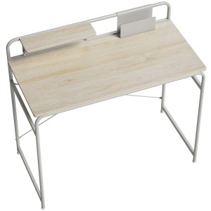 Homcom Scrivania Moderna con Ripiano e Struttura in Metallo, Facile da Assemblare, 98x48x88,5 cm, Rovere   Aosom Italy