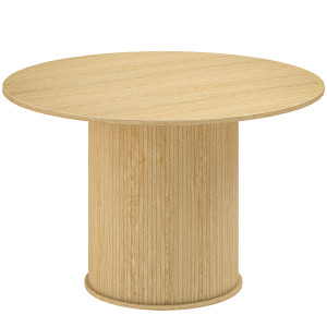 Homcom Tavolo rotondo da cucina per 5 persone, base cilindrica cannelata, 120x120x75 cm, Legno naturale   Aosom Italy