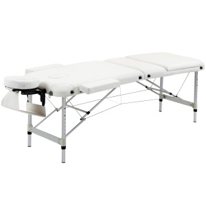 Homcom Lettino Massaggi Portatile Pieghevole e Professionale in Alluminio bianco 215x60x61-84cm Aosom