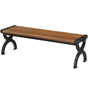 Outsunny Panchina per Esterno 2 Posti in Metallo, 124x39x39 cm, Color Legno e Nero   Aosom Italy