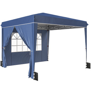 Outsunny Gazebo Pieghevole 3x3 m con Pareti e Altezza Regolabile, Protezione UV 50+, Blu Scuro   Aosom Italy