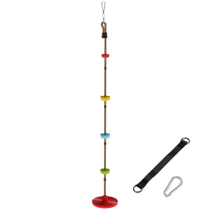 Aiyaplay Corda Arrampicata da Giardino per Bambini con Pedane e Seduta a Disco, in HDPE e PE, Rosso   Aosom Italy