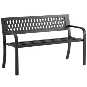 Outsunny Panchina da Esterno per Giardino, 2 Posti, Panchina da Patio Nero   Aosom Italy