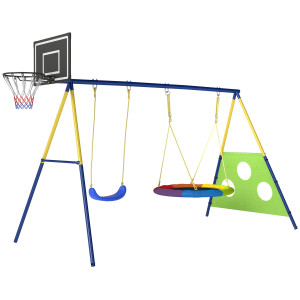 Aiyaplay Set Altalena da Giardino Giochi Esterno 4 in 1 288x160x220cm Multicolore   Aosom Italy