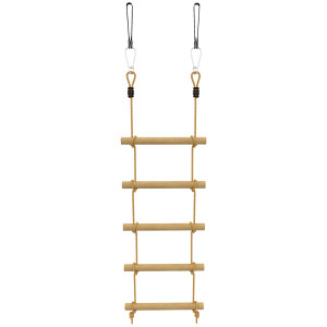 Aiyaplay Scaletta per Bambini 3-8 Anni a 5 Pioli con Fibbie e Cinghie, in Legno e PE, color Legno   Aosom Italy