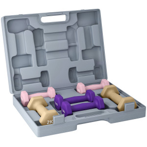 Sportnow Set di Manubri Palestra Manubri Impugnatura Antiscivolo 9kg Rosa Viola   Aosom Italy