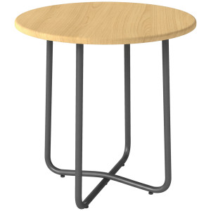 Outsunny Tavolino da Giardino Rotondo in Metallo, per Balcone e Terrazzo, Ø48x51 cm, Effetto Legno Naturale   Aosom Italy