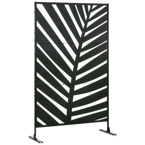 Outsunny Pannello Privacy Esterno in Metallo, 122 x 198 cm, Divisorio Decorativo con Supporto e Viti di Espansione, Pannello Autoportante per