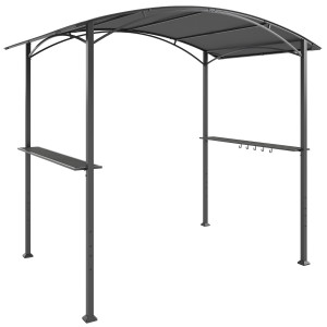 Outsunny Gazebo per Barbecue con 2 Mensole Laterali e Ganci, Acciaio e Poliestere, 2.4 x 1.5 m, Grigio Scuro   Aosom Italy