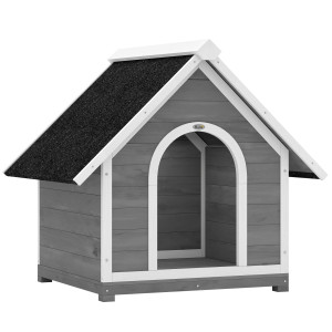 Pawhut Cuccia per Cane da Esterno Casa per Cane Corpo Completamente Apribile per Pulizia Facile 84x101x86 cm Grigio e Bianco   Aosom Italy