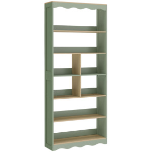 Homcom Libreria a 6 Livelli con 6 Scomparti Aperti, 76x23,8x180 cm, Legno Naturale e Verde   Aosom Italy