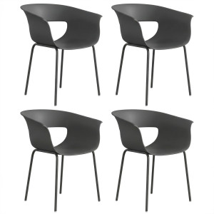 Outsunny Set 4 Sedie da Esterno Moderne con Schienale Traforato, in Metallo e Poliestere, 61x51x74 cm, Grigio Scuro   Aosom Italy