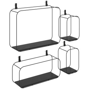 Homcom Mensole Flottanti Geometriche per Soggiorno, Set di 4 Pezzi, Nero   Aosom Italy