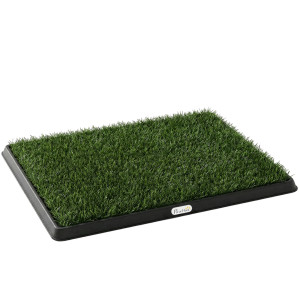 Pawhut tappetino per cani con vassoio ed erba artificiale, 63 x 50,5 cm, verde   Aosom Italy