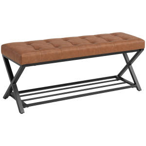 Homcom Panca per Scarpe d'Ingresso con Imbottitura in Pelle PU, 112x37x47 cm, Marrone   Aosom Italy