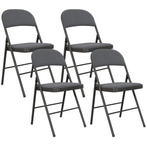 Homcom Set da 4 sedie pieghevoli e portatili con sedili e schienali imbottiti in velluto per interno, telaio in acciaio, 45x46x78 cm, grigio scuro