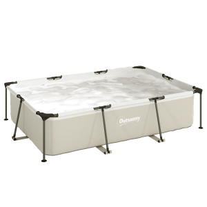 Outsunny Piscina Smontabile Tubolare 3700L con Telaio Metallico e Toppa di Riparazione, senza Depuratore, 316x238x66,5 cm, Grigio   Aosom Italy