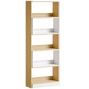 Homcom Libreria Angolare Rotante 350° a 5 Livelli, Scaffale di Stoccaggio Estensibile a Forma di L, 60-111x24x164 cm, Rovere   Aosom Italy