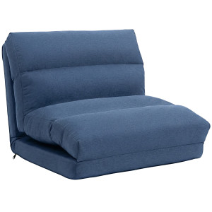 Homcom Poltrona Letto Reclinabile 90° a 180°, in Tessuto, 70x72x56 cm, Blu Scuro   Aosom Italy