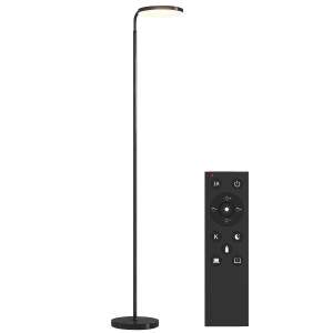Homcom Lampada da Terra LED con Testa Girevole a 350° e Telecomando Magnetico, Regolazione Continua 3000K-6500K, Nero   Aosom Italy