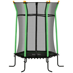 Homcom Trampolino Elastico per Bambini 3-10 Anni con Ingresso a Cerniera e Pali Imbottiti, Ø163.5x190 cm, Verde