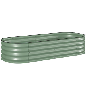 Outsunny Letto per Orto Rialzato Modulare 150x62x30cm in Acciaio Galvanizzato con Fondo Aperto, Verde