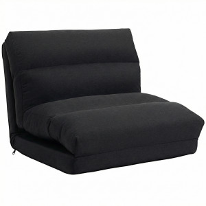 Homcom Poltrona Letto Reclinabile 90° a 180°, in Tessuto, 70x72x56 cm, Nero   Aosom Italy