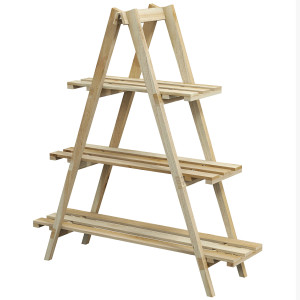 Outsunny Portapiante Verticale 3 Livelli a Doghe in Abete, 100x36x112 cm, Color Legno   Aosom Italy
