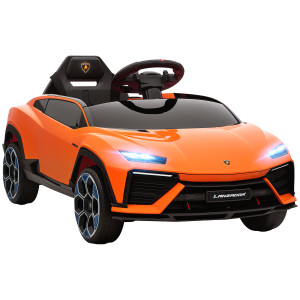 Aiyaplay Macchina Elettrica per Bambini Licenza Lamborghini con Clacson e Telecomando, 101.5x49x43 cm, Arancione   Aosom Italy