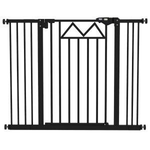 Pawhut Cancelletto per Cani con 4 Viti Regolabili e Nastro Adesivo, in Metallo e Plastica, 74-100x76 cm, Nero   Aosom Italy