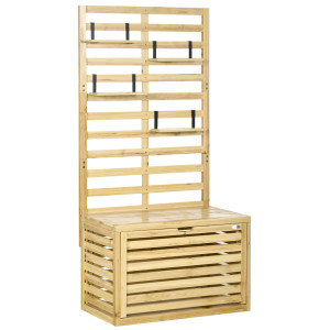 Outsunny Cassapanca da Giardino con Traliccio e 4 Ripiani in Legno con Chiusura Magnetica, 80x45x160 cm   Aosom Italy