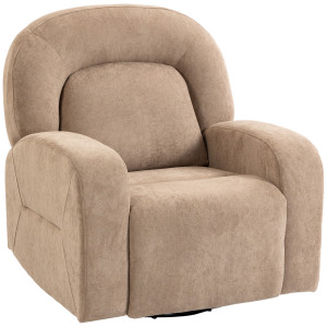 Homcom Poltrona Relax Girevole 360° con Funzione Dondolo e Reclinabile, Seduta Ampia, in Velluto Ultra Morbido Cloud, Kaki   Aosom Italy
