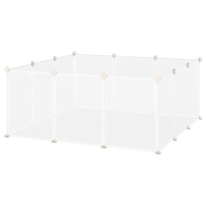 Pawhut Recinto per Conigli, Cuccioli e Piccoli Animali Modulabile in Metallo e PP, 12 Pannelli da 35x45cm Bianco Aosom