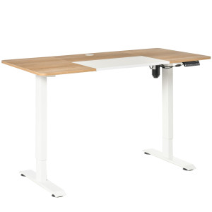 Vinsetto Scrivania Elettrica con Altezza Regolabile e 4 Tasti di Memoria, per Ufficio e Casa, 140x70x72-116 cm, Bianco e Naturale   Aosom Italy