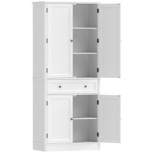 Homcom Mobile Cucina con 4 Ante, Cassetto e Ripiani Regolabili, 80x39,5x186,4 cm, Bianco   Aosom Italy