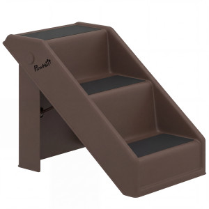 Pawhut Scaletta per Cani e Gatti con 3 Scalini Antiscivolo per Letti Alti e Divani, 50x30.5x36.5 cm, Marrone   Aosom Italy