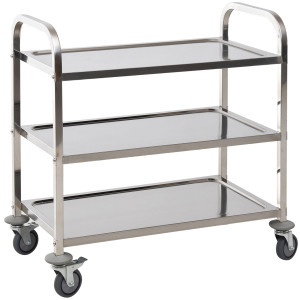 Homcom Carrello da Cucina 3 Ripiani e 4 Ruote con Freni Cuscinetti Anti-Collisione in Acciaio Inossidabile 430 Argento 85x45x90cm Aosom